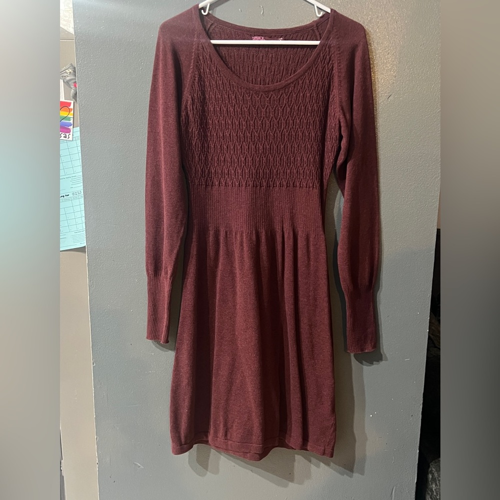 Prana Zora Cotton Long Sleeve Sweater Dress in Raisin
